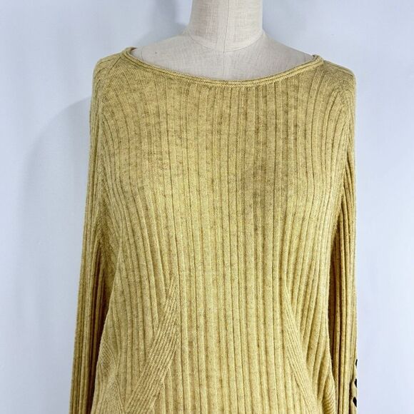 Just Cavalli Sweater XXL Light Yellow Brown Lace Up Sleeves Designer Italy Boho - Picture 7 of 16